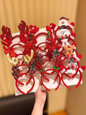 5/10pcs Random Christmas Element Hair Hoop, Suitable As Christmas Gift For Girl