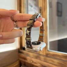 1 chiếc dây đeo đồng hồ da siêu mỏng hình ngôi sao trang trí thanh lịch, tương thích với dòng , mặt dây chuyền đen Halloween dành cho nữ, thiết kế mỏng, kích thước 38mm 40mm 41mm 42mm 44mm 45mm 46mm 49mm, tương thích với dòng Ultra S10 9/8/7/6/5/4/3/2/1 SE - Màu Khaki - Xem 3