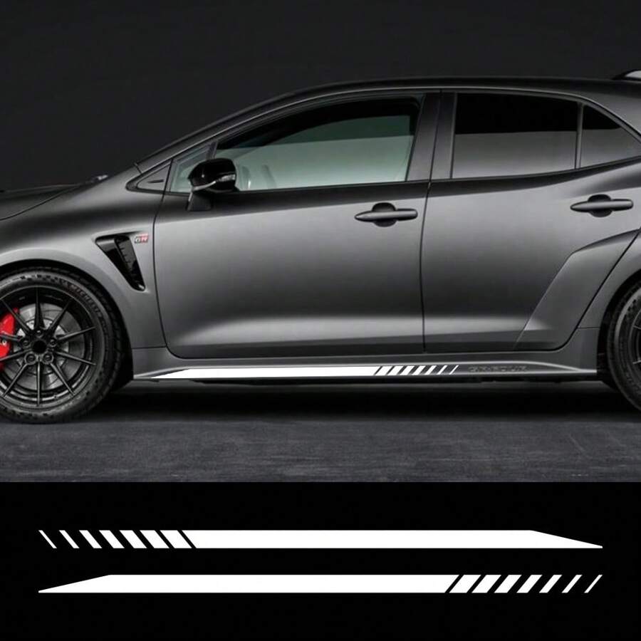 For Toyota Corolla GR Four Car Vinyl Decals Side Skirt Graphics Racing Stripes Sticker Waterproof Hatchback Decoration Accessories - 125x4cm/49.21x1.57inch - View 1