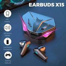 X15 Bluetooth Headset TWS LED Display kabellose Ohrhörer 5.3, kabellose Gaming Headsets mit Mikrofon, halb-offene Kopfhörer, geringe Latenz, Geräuschunterdrückung, Mediensteuerung, kompatibel mit Mobiltelefonen, wiederaufladbarer Lithium-Polymer Akku