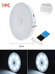 1 件/3 件/6 件运动传感器小夜灯，8 个 LED 床头灯，USB 可充电小夜灯，楼梯灯，创意礼物，学生宿舍书架灯（250mAh） - 白色 - 查看 13