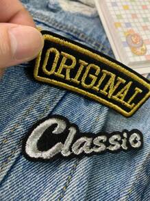 1 Set Of 2pcs Original Classic English Letter Embroidery Patch Iron On Patches Clothing Decoration Badge Cloth Stickers DIY Suitable For Backpacks, Jeans, Jackets, T-Shirts, Hats, Dresses, Etc