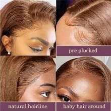 巴西雷米假发 4# 巧克力棕色直发短鲍勃假发真人发棕色 13x4 透明蕾丝前部真人发假发 180% 密度 - S4 - 查看 7