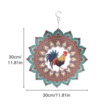 创意 3D 旋转风铃花园装饰，彩色风车悬挂风车金属工艺品 - 雞 - 查看 3