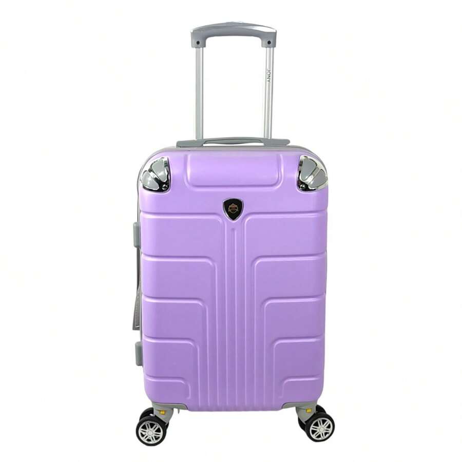 20 Inch Carry-On Suitcase Retractable Handle Double Removable Wheels Lightweight Unchecked - Lilac Purple - View 1
