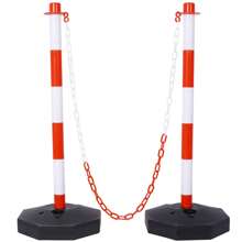 Delineator Post With Base, Traffic Delineator Posts, Traffic Safety Barrier With 5FT Plastic Chain, Traffic Safety Delineator Cones For Parking Lot, Construction Lot (12 Pack)