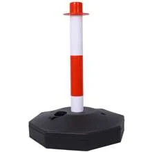 Delineator Post With Base, Traffic Delineator Posts, Traffic Safety Barrier With 5FT Plastic Chain, Traffic Safety Delineator Cones For Parking Lot, Construction Lot (12 Pack)