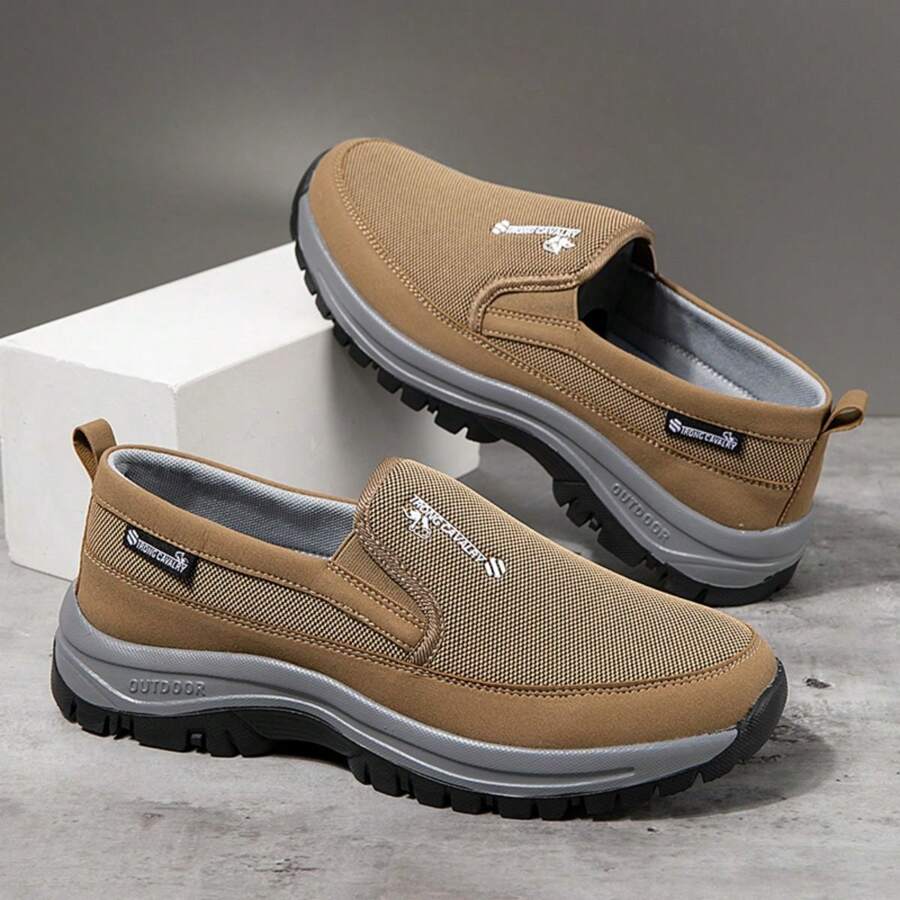 男式戶外運動休閒鞋夏季輕盈透氣網面運動鞋 - 卡其色 - 查看 1