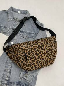 大容量时尚豹纹腰包，带多个口袋，时尚腰包，适合户外、旅行、健身房、商务旅行，时尚猎豹印花包，适合女士豹纹回归 - 彩色 - 查看 5