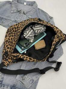 大容量时尚豹纹腰包，带多个口袋，时尚腰包，适合户外、旅行、健身房、商务旅行，时尚猎豹印花包，适合女士豹纹回归 - 彩色 - 查看 6