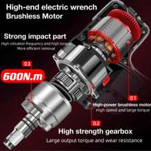 SUBY 1 Set Of SUBY 600N.M Cordless Impact Wrench, Brushless Motor, With 25 Luxury Accessories, 2*2600mAh Battery, Suitable For Auto Repair, Engineering Installation