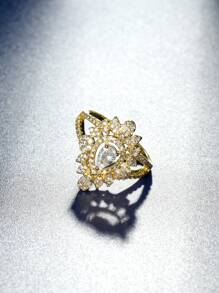 1 bộ Nhẫn trang trí hình giọt nước Cubic Zirconia thanh lịch, thích hợp để đeo trong ngày cưới - B - Xem 11