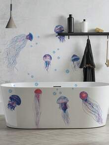 mama look 1 件/2 件/4 件 30 * 60cm/11.81 * 23.62 英寸 30 * 90cm/11.81 * 35.43 英寸 39 * 90cm/15.35 * 35.43 英寸 鲸鱼和水母墙壁浴缸浴室和浴缸贴纸装饰可移除 PVC 贴花房间墙壁壁画 - 彩色 - 查看 12