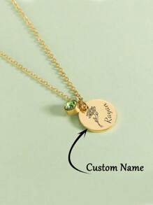 Colier cu pandantiv cu nume personalizat Colier cu flori de naștere pentru femei Margarete florale lunare din oțel inoxidabil Nume gravat cu flori Colier cu pandantiv Bijuterii personalizate Choker Cadou de aniversare