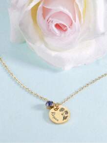 Colier cu pandantiv cu nume personalizat Colier cu flori de naștere pentru femei Margarete florale lunare din oțel inoxidabil Nume gravat cu flori Colier cu pandantiv Bijuterii personalizate Choker Cadou de aniversare