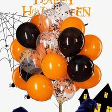 60 个/套气球装饰包，12 英寸气球，颜色匹配（如图所示），包括 2 条胶条和 1 条气球丝带，适用于圣诞节、万圣节、复活节、生日、单身派对等场合 - 橙黑組合 - 查看 6