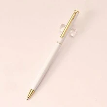 1 pezzo di penna a sfera in metallo fine, inchiostro nero, punta media da 1,0 mm e scrittura fluida, una piccola penna in metallo adatta per uomini e donne, divisa della polizia, ufficio e affari.