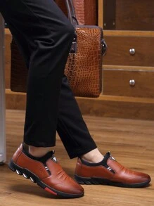 Fashion Business Men Brown Formal Shoes, British Style Thick-Soled Non-Slip Oxfords, Versatile Casual Shoes, Suitable For Weddings, Banquets, Parties, Shopping And Daily Wear - 棕色 - 查看 3