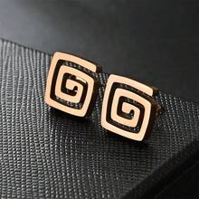 SENLANSP 1 对男士简约不锈钢方形耳钉 - 1對 - 查看 9