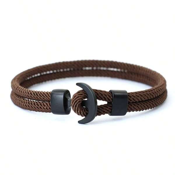 51Luckind سوار رجالي بتصميم المرساة طبقتين، سوار بحري هدية له، مجوهرات ركوب الأمواج