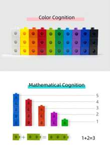 100pcs/Box DIY Children Building Blocks Toys, Creative Assembly Magic Square Plastic Cubes Montessori Educational Toys, Mathematic Connection Cubes For 3-6 Year Old Boys Girls, With Storage Box