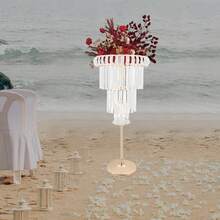 4 Tiers Flower Stand With Crystal Pendants Modern Wedding Vases Centerpieces Flower Stand For Party Decoration - Vàng - Xem 11