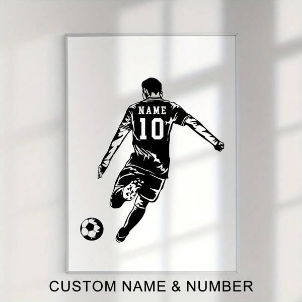 1pc Customized Black & White Sports Poster, Personalized Name Wall Art Canvas Poster For Home Decor, Ice Hockey Soccer Canvas Prints For Living Room Boys Bedroom Decor, Perfect Gift And Decoration, Frameless, Valentine Day, Valentine Day Decor, Ornamental, Anti-Mold, Reusable, Adorable, High-Quality, Cute, Vintage, Colorful, Custom, Autumn Home Refresh, Scandinavian Cozy Home, Warm Ambience