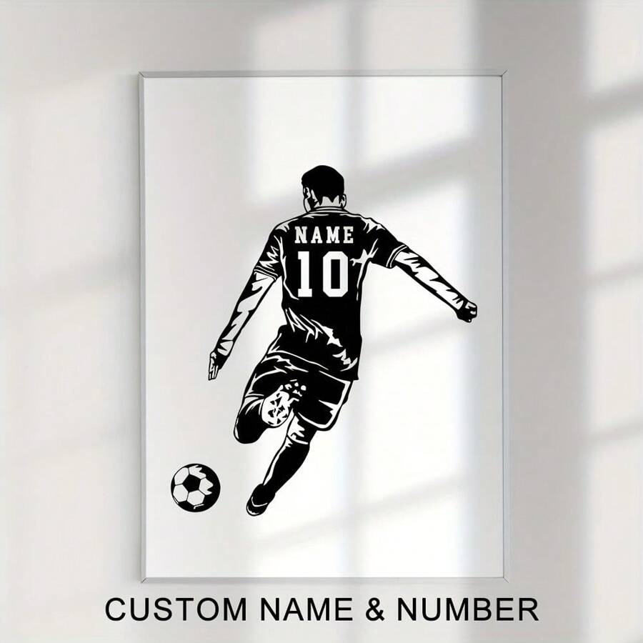 1pc Customized Black & White Sports Poster, Personalized Name Wall Art Canvas Poster For Home Decor, Ice Hockey Soccer Canvas Prints For Living Room Boys Bedroom Decor, Perfect Gift And Decoration, Frameless, Valentine Day, Valentine Day Decor, Ornamental, Anti-Mold, Reusable, Adorable, High-Quality, Cute, Vintage, Colorful, Custom, Son, Daughter,Souvenirs,Reusable,Adorable,High-Quality,Elegant Living,Artful Living - Multicolor - View 1