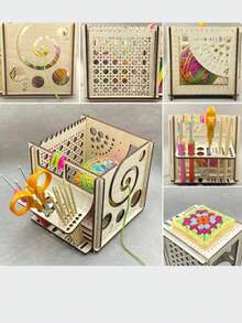 一体式木制纱线碗钩针收纳架 DIY 木制纱线分配器针织碗用于针织钩针线 - 工具箱 - 查看 3