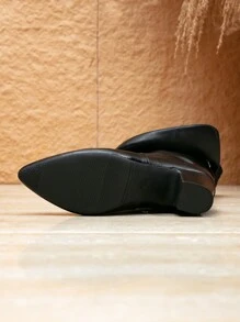 Fall/Winter Women's Fashion Thick Heel Pointed Toe Sexy Thigh High Black Boots For Party & Dancing, European & American Style - Black - View 6