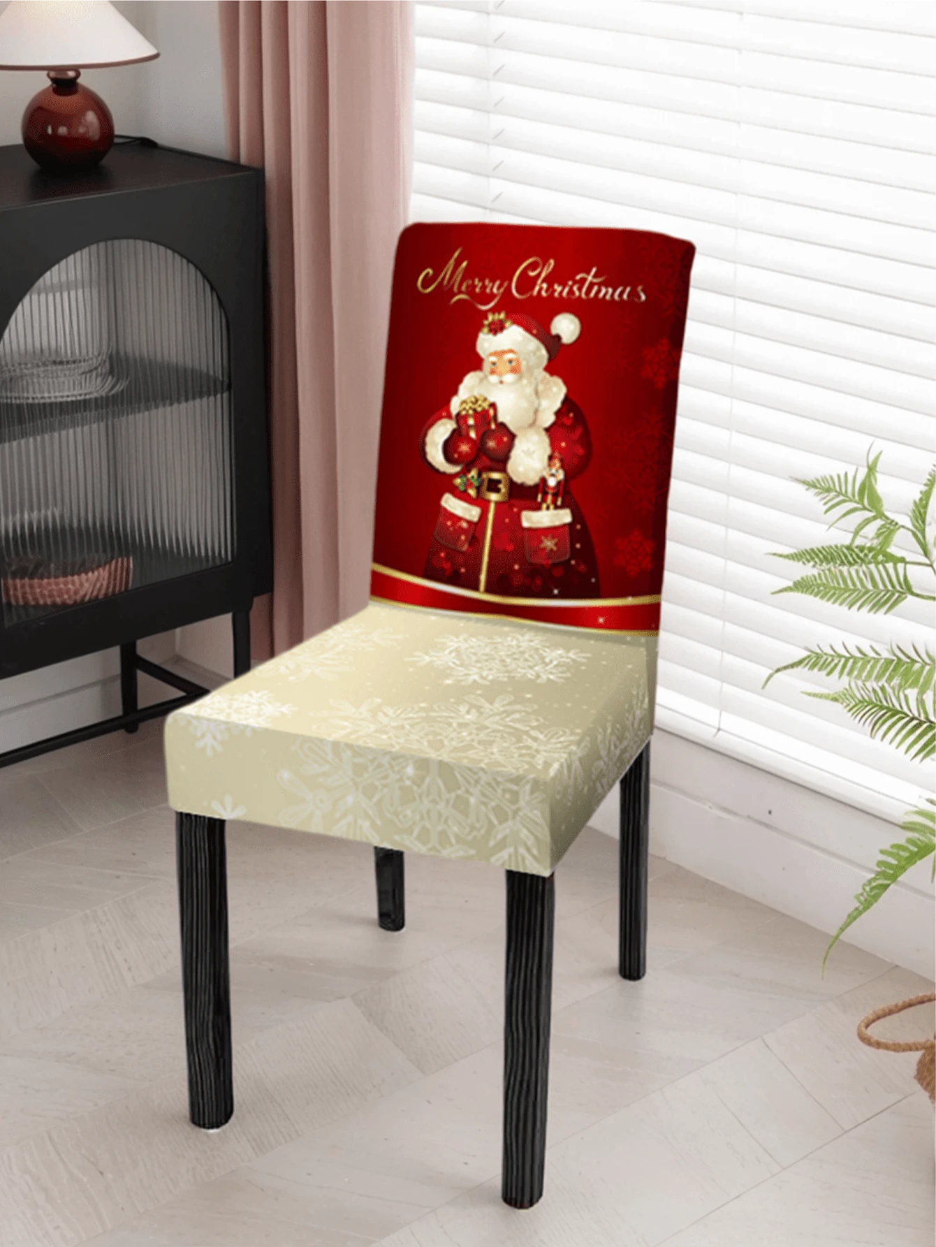 4/6 件套圣诞老人圣诞装饰椅套、节日餐椅椅套、弹力印花圣诞椅套 - Christmas 48 - 查看 1