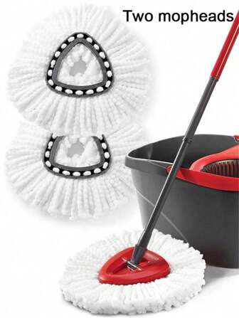 Set de 2 piezas/1 pieza de repuesto para cabezales de mopa giratoria O-Cedar para limpieza, logre pisos impecables en cualquier momento