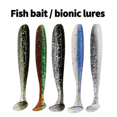 10pcs/20pcs Bicolor T-Shaped Soft Fishing Lures, Smooth Bent-Mouthed Chub Baits, Suitable For Fresh Water And Saltwater Realistic Soft Baits, Fishing Gear, Fishing Accessories