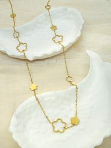 1 件女式 18K 镀金不锈钢镂空方形/圆形/长方形/星形长项链毛衣链，生日情人节约会礼物，舞会配饰，波西米亚度假风格情人节 - 金黃色 - 查看 21