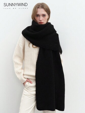 1pc Women Solid Color Soft & Warm Scarf, For Daily Use