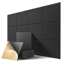 12pcs Square 30cm High Density Polyester Fiber Acoustic Sound Absorption Panels, Self-Adhesive, Soundproofing Decorative Wall Tiles, Suitable For Kindergarten, Recording Studio, Office