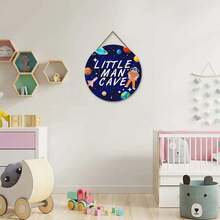 Original Art Deco Style Little Man Cave Wooden Wall Art Sign - Wall Mountable Space-Themed Hanging Decor For Living Room, Home, Restaurant, Bar, Cafe - Multicolor - View 8