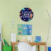 Original Art Deco Style Little Man Cave Wooden Wall Art Sign - Wall Mountable Space-Themed Hanging Decor For Living Room, Home, Restaurant, Bar, Cafe - Multicolor - View 2