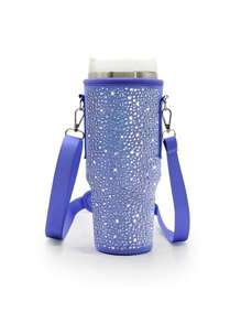 1pc High-Capacity Diving Material 40oz Insulated Cup Sleeve With Rhinestone Decoration, Adjustable Multi-Functional Cup Sleeve For Outdoor Activities Water Bottle
