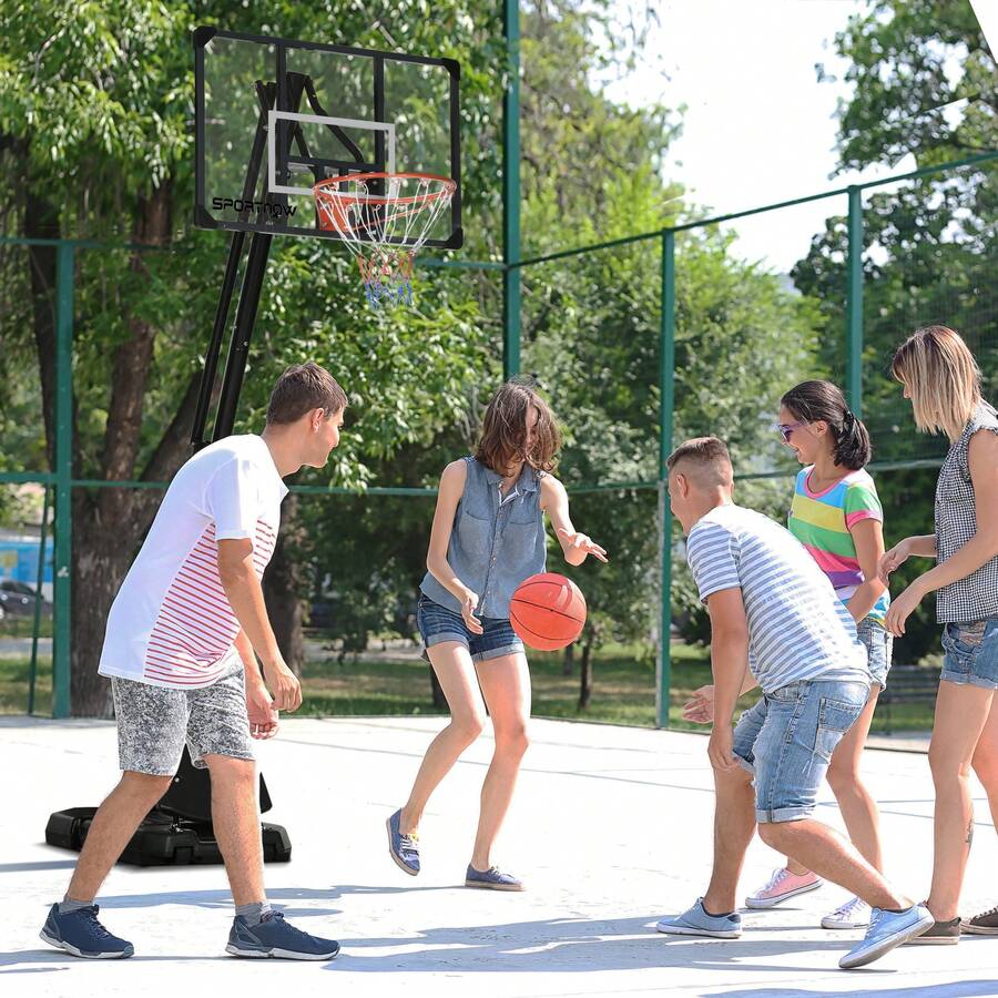 SPORTNOW Basketball Hoop Outdoor, Height Adjustable Basketball Hoop And Stand With Weighted Base, Portable On Wheels, 2.4-2.9m, Black - Black - View 1