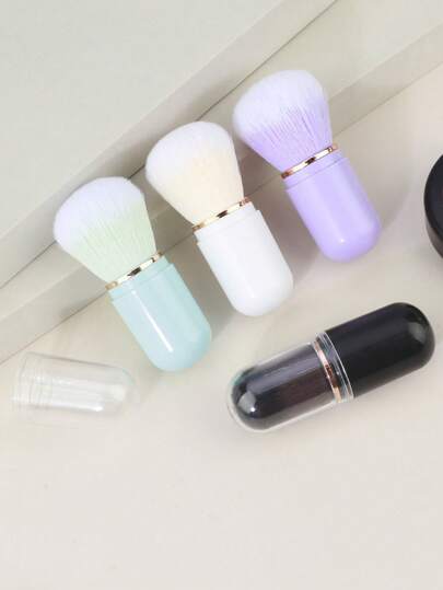 1 Pack Single Travel Makeup Brush Telescopic Mini Capsule Brush Travel Convenient To Carry Loose Powder Blush Makeup Brush.
