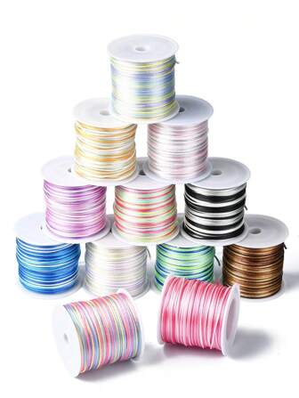 1 rollo de 50 yardas de cordón de nailon de 0,1 cm con degradado de colores, adecuado para hacer pulseras, collares, joyería y manualidades con cuentas DIY