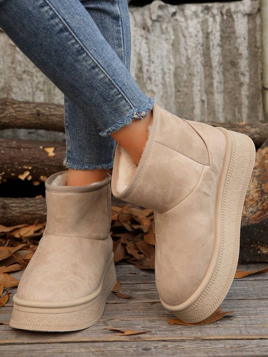 2024 New Thick Sole Anti-Slip Basic Mid-Calf Warm Snow Boots - Beige - View 1
