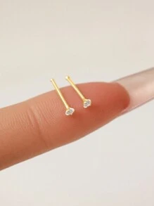 2 chiếc khuyên tai tròn bằng bạc Sterling 925 CZ, khuyên tai đính đá vàng cho nữ khi ngủ mà không cần tháo ra, bộ khuyên tai không gây dị ứng - Bông tai tròn zirconia - Xem 5