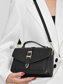 Women's Crossbody Bag Portable Crossbody Travel Medium New Buckle(9391) - 黑色 - 查看 4