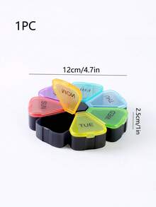 1pc Weekly 7-Compartment Petal Pill Box Sub-Packaging Box, 7-Day Flower-Shaped Sub-Compartment Capsule Pill Box Portable Carry-On - Multicolor - View 7