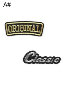 1 Set Of 2pcs Original Classic English Letter Embroidery Patch Iron On Patches Clothing Decoration Badge Cloth Stickers DIY Suitable For Backpacks, Jeans, Jackets, T-Shirts, Hats, Dresses, Etc