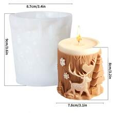 1 件圣诞驯鹿浮雕硅胶蜡烛模具，圆柱扩散器烛台 DIY 模具用于圣诞树装饰（不含蜡烛蜡） - 彩色 - 查看 14