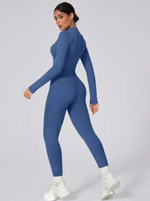 1 Set Women Matte Long Sports Suit, Outdoor Base Layer Zip Jacket, Elastic Butt-Lifting Sports Pants