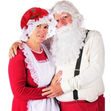 Décoration de Noël Lot de 3 pièces Costume de Mme Claus, Ensemble de robe de Mme Noël avec perruque, bonnette, lunettes pour déguisement de Noël